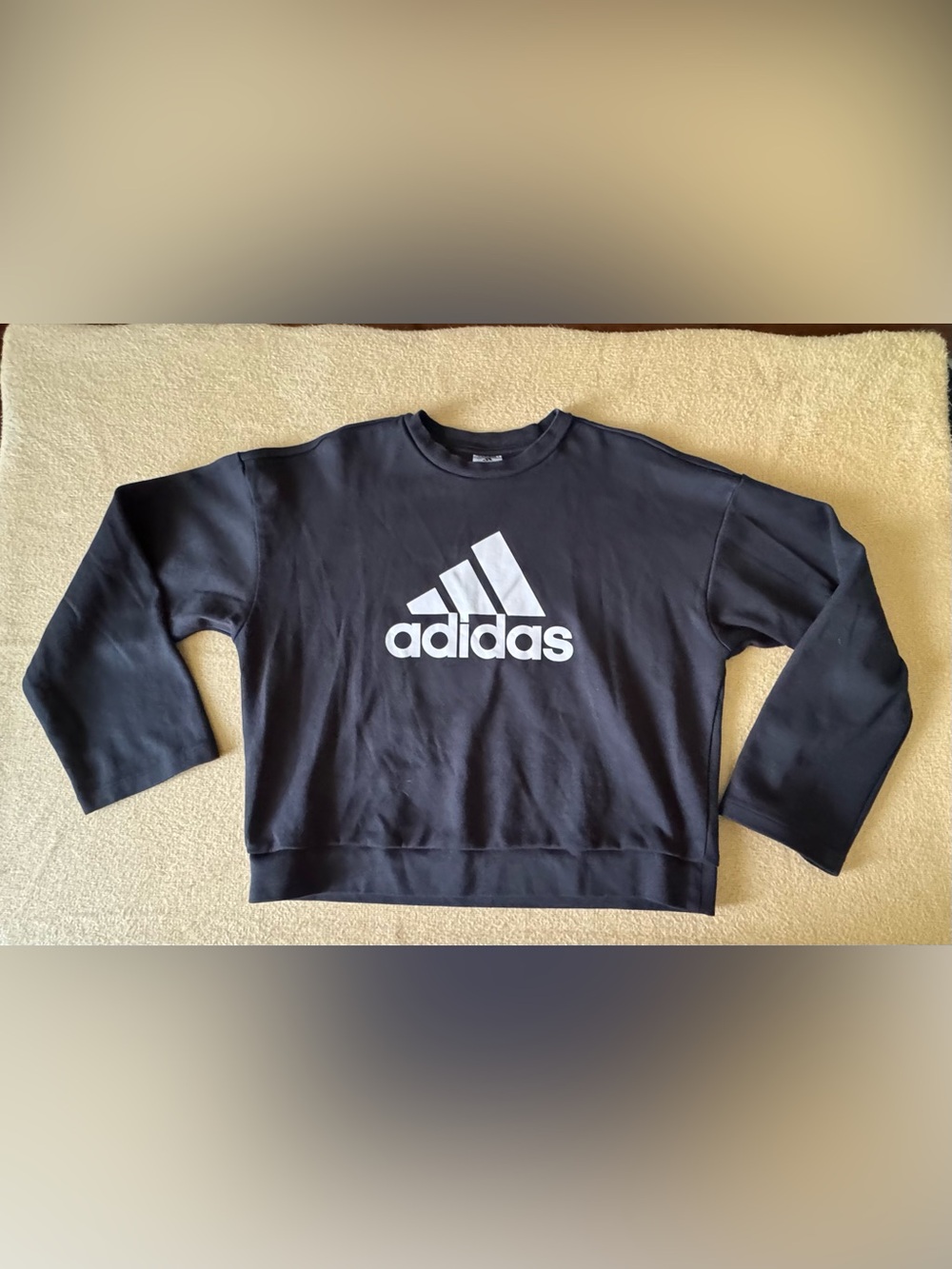 adidas Black Sweatshirt with White Trefoil-style Logo